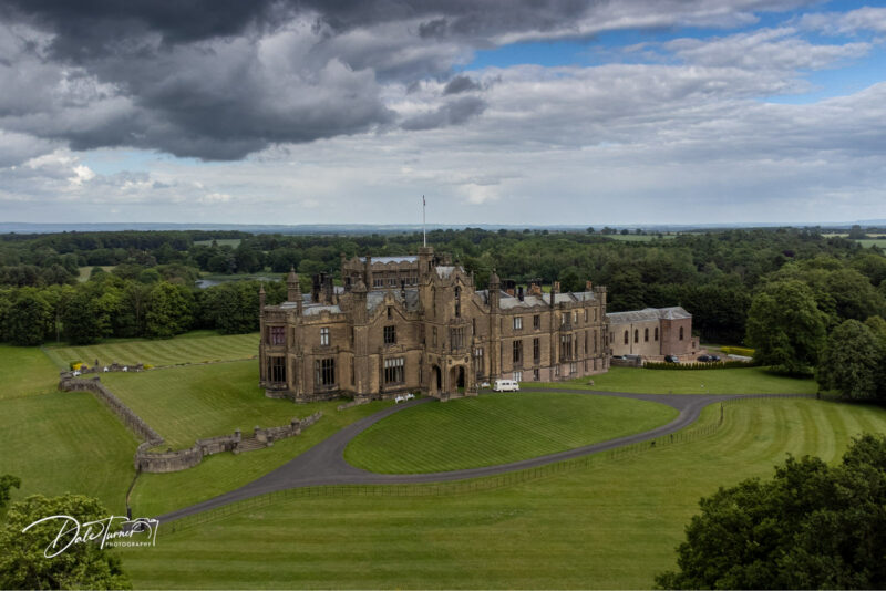 Drone image of Allerton Castle.