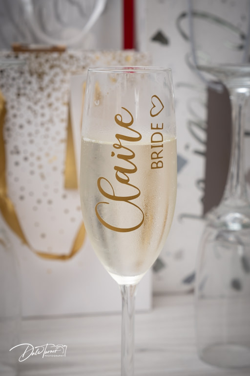 Personalised bride champagne flute.